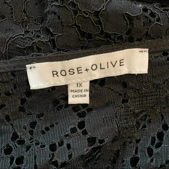 Rose & Olive Black Lace Blouse V-neck 3/4 Bell sleeve‎ Whimsigoth Vampy Size 1X - Picture 6 of 6